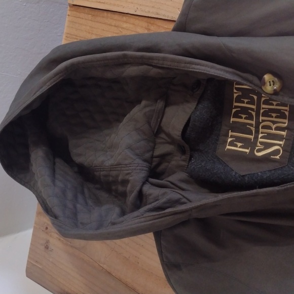 Fleet Street Vintage Olive Khaki Wool Blend Hooded Belted Trench Coat Size 4p - Picture 12 of 16